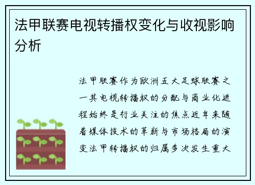 法甲联赛电视转播权变化与收视影响分析