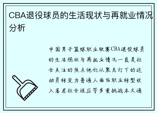 CBA退役球员的生活现状与再就业情况分析