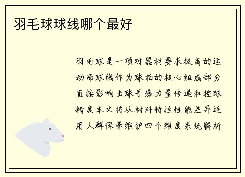 羽毛球球线哪个最好